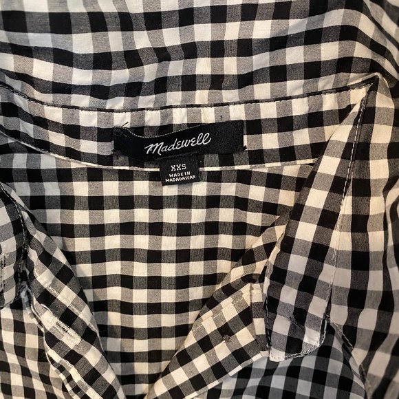 Oversized Madewell Gingham-Play Button-Down Shirt - Size XXS - Picture 16 of 16